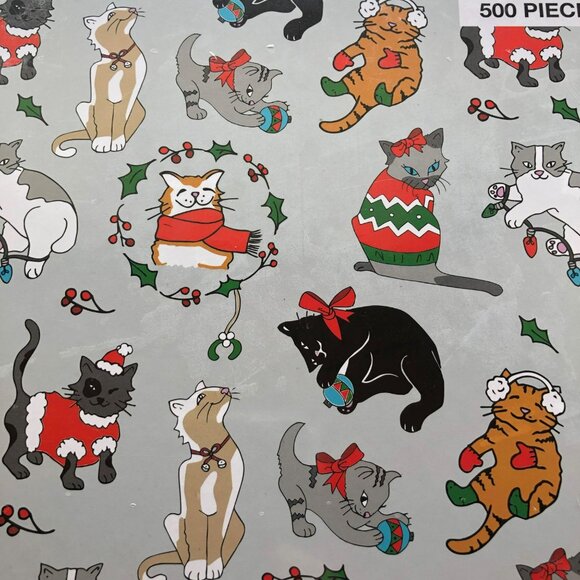 TOMS 500 Piece Puzzle Holiday Cats NIB Xmas Sweaters Kittens - Picture 2 of 4